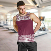 Queensland Maori Nga Hau E Wha Custom Men Tank Top Polynesian Maori Tribal Pattern LT9 Maroon - Polynesian Pride