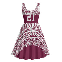 Queensland Maori Nga Hau E Wha Custom Midi Dress Polynesian Maori Tribal Pattern - Polynesian Pride