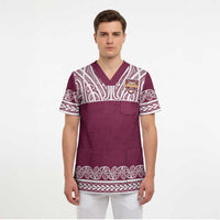 Queensland Maori Nga Hau E Wha Custom Scrub Top Polynesian Maori Tribal Pattern - Polynesian Pride