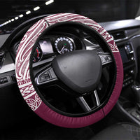 Queensland Maori Nga Hau E Wha Steering Wheel Cover Polynesian Maori Tribal Pattern LT9 Universal Fit Maroon - Polynesian Pride