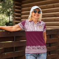 Queensland Maori Nga Hau E Wha Custom Women Polo Shirt Polynesian Maori Tribal Pattern