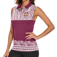Queensland Maori Nga Hau E Wha Custom Women Sleeveless Polo Shirt Polynesian Maori Tribal Pattern