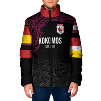 Queensland Papua New Guinea Custom Padded Jacket All Black Pacific PNG Tribal Style - Polynesian Pride