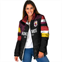 Queensland Papua New Guinea Custom Padded Jacket All Black Pacific PNG Tribal Style - Polynesian Pride