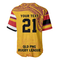 Queensland Papua New Guinea Custom Baseball Jersey All Gold Pacific PNG Tribal Style