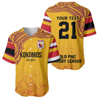 Queensland Papua New Guinea Custom Baseball Jersey All Gold Pacific PNG Tribal Style