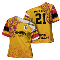 Queensland Papua New Guinea Custom Cross Shoulder Shirt All Gold Pacific PNG Tribal Style - Polynesian Pride