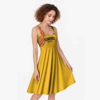 Queensland Papua New Guinea Custom Midi Dress All Gold Pacific PNG Tribal Style - Polynesian Pride