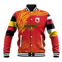 Queensland Papua New Guinea Custom Baseball Jacket All Red Pacific PNG Tribal Style LT9 Unisex Red - Polynesian Pride