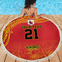 Queensland Papua New Guinea Custom Beach Blanket All Red Pacific PNG Tribal Style