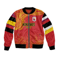 Queensland Papua New Guinea Custom Bomber Jacket All Red Pacific PNG Tribal Style