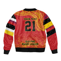 Queensland Papua New Guinea Custom Bomber Jacket All Red Pacific PNG Tribal Style