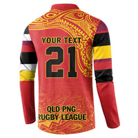 Queensland Papua New Guinea Custom Button Sweatshirt All Red Pacific PNG Tribal Style LT9 - Polynesian Pride