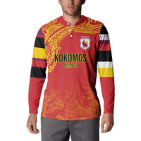 Queensland Papua New Guinea Custom Button Sweatshirt All Red Pacific PNG Tribal Style LT9 - Polynesian Pride