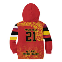 Queensland Papua New Guinea Custom Kid Hoodie All Red Pacific PNG Tribal Style