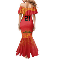 Queensland Papua New Guinea Custom Mermaid Dress All Red Pacific PNG Tribal Style
