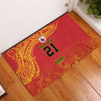 Queensland Papua New Guinea Custom Rubber Doormat All Red Pacific PNG Tribal Style LT9 - Polynesian Pride