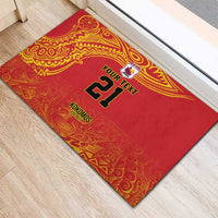 Queensland Papua New Guinea Custom Rubber Doormat All Red Pacific PNG Tribal Style LT9 - Polynesian Pride