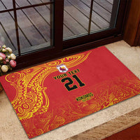 Queensland Papua New Guinea Custom Rubber Doormat All Red Pacific PNG Tribal Style LT9 - Polynesian Pride