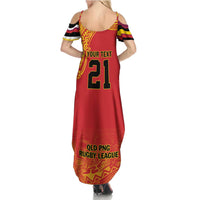 Queensland Papua New Guinea Custom Summer Maxi Dress All Red Pacific PNG Tribal Style LT9 - Polynesian Pride