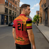 Queensland Papua New Guinea Custom Zipper Polo Shirt All Red Pacific PNG Tribal Style - Polynesian Pride