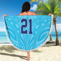 Queensland Samoa Custom Beach Blanket Blue Pacific Polynesian Tribal Pattern LT9 - Polynesian Pride