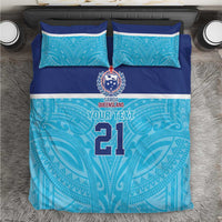 Queensland Samoa Custom Bedding Set Blue Pacific Polynesian Tribal Pattern