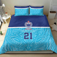 Queensland Samoa Custom Bedding Set Blue Pacific Polynesian Tribal Pattern
