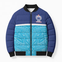 Queensland Samoa Custom Bomber Puffer Jacket Blue Pacific Polynesian Tribal Pattern LT9 Unisex Blue - Polynesian Pride