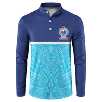 Queensland Samoa Custom Button Sweatshirt Blue Pacific Polynesian Tribal Pattern LT9 Blue - Polynesian Pride