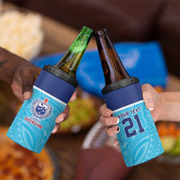 Queensland Samoa Custom 4 in 1 Can Cooler Tumbler Blue Pacific Polynesian Tribal Pattern LT9 - Polynesian Pride