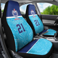 Queensland Samoa Custom Car Seat Cover Blue Pacific Polynesian Tribal Pattern