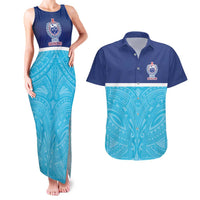 Queensland Samoa Custom Couples Matching Tank Maxi Dress and Hawaiian Shirt Blue Pacific Polynesian Tribal Pattern LT9 Blue - Polynesian Pride
