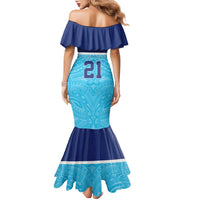 Queensland Samoa Custom Family Matching Mermaid Dress and Hawaiian Shirt Blue Pacific Polynesian Tribal Pattern