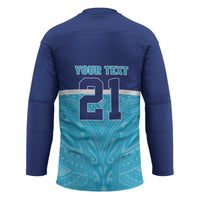 Queensland Samoa Custom Hockey Jersey Blue Pacific Polynesian Tribal Pattern LT9 - Polynesian Pride
