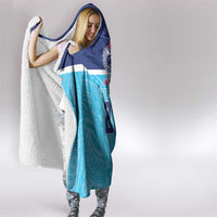 Queensland Samoa Custom Hooded Blanket Blue Pacific Polynesian Tribal Pattern