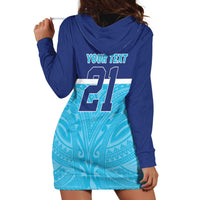Queensland Samoa Custom Hoodie Dress Blue Pacific Polynesian Tribal Pattern LT9 - Polynesian Pride