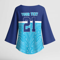 Queensland Samoa Custom Kimono Sleeve Blouse Blue Pacific Polynesian Tribal Pattern LT9 - Polynesian Pride