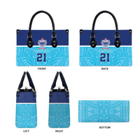 Queensland Samoa Custom Leather Bag Blue Pacific Polynesian Tribal Pattern - Polynesian Pride