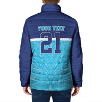 Queensland Samoa Custom Padded Jacket Blue Pacific Polynesian Tribal Pattern LT9 - Polynesian Pride