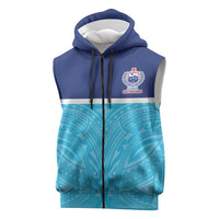 Queensland Samoa Custom Sleeveless Zip Hoodie Blue Pacific Polynesian Tribal Pattern LT9 Blue - Polynesian Pride