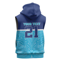 Queensland Samoa Custom Sleeveless Zip Hoodie Blue Pacific Polynesian Tribal Pattern LT9 - Polynesian Pride