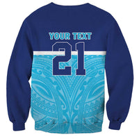 Queensland Samoa Custom Sweatshirt Blue Pacific Polynesian Tribal Pattern LT9 - Polynesian Pride