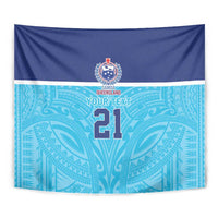 Queensland Samoa Custom Tapestry Blue Pacific Polynesian Tribal Pattern