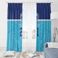 Queensland Samoa Custom Window Curtain Blue Pacific Polynesian Tribal Pattern