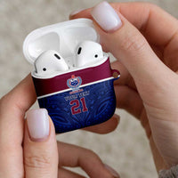 Queensland Samoa Custom AirPods Case Maroon-Blue Pacific Polynesian Tribal Pattern LT9 - Polynesian Pride