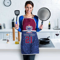 Queensland Samoa Custom Apron Maroon-Blue Pacific Polynesian Tribal Pattern LT9 - Polynesian Pride