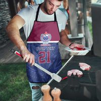 Queensland Samoa Custom Apron Maroon-Blue Pacific Polynesian Tribal Pattern LT9 - Polynesian Pride