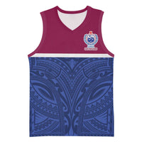 Queensland Samoa Custom Basketball Jersey Maroon-Blue Pacific Polynesian Tribal Pattern LT9 Unisex Dark Blue - Polynesian Pride