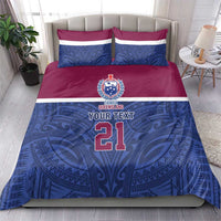 Queensland Samoa Custom Bedding Set Maroon-Blue Pacific Polynesian Tribal Pattern